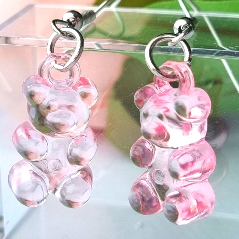 Pink Iced Boba Fruit Soda Keyring & Pink Candy Bear Earrings 🩷🥤 - Picture 3 of 9